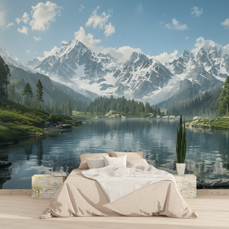 Mountain Lake Scenic Wallpaper in Haute Savoie | Murals Wallpaper