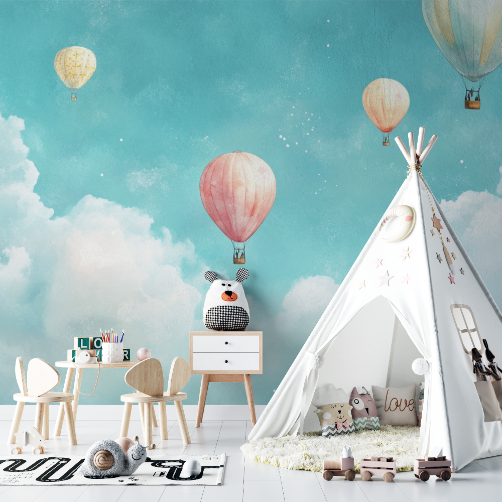 Balloons and Turquoise Sky Wallpaper | Murals Wallpaper