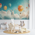 Hot Air Balloon and Animal-Shaped Clouds Wallpaper | Murals Wallpaper