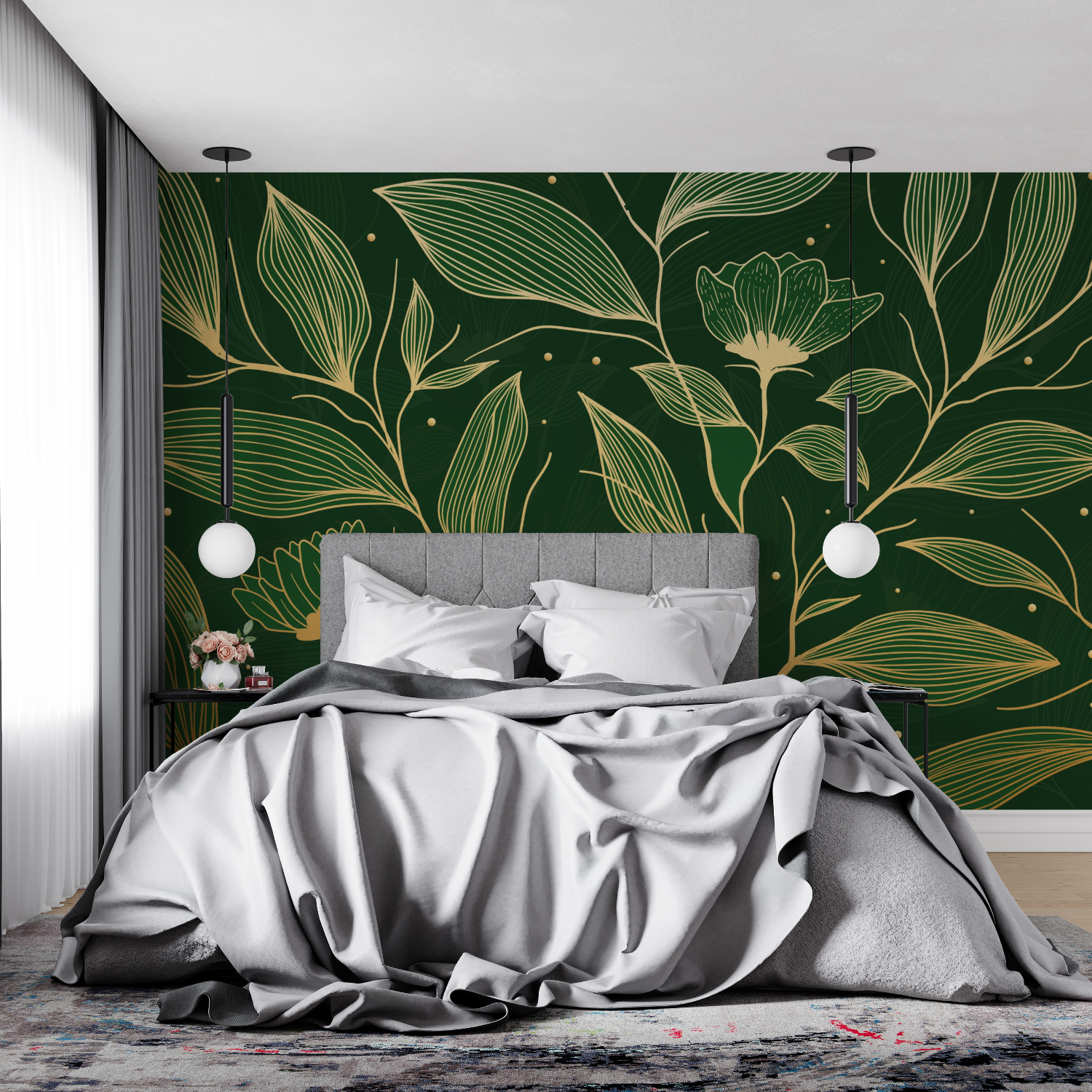 Gold and Green Wallpaper | Murals Wallpaper
