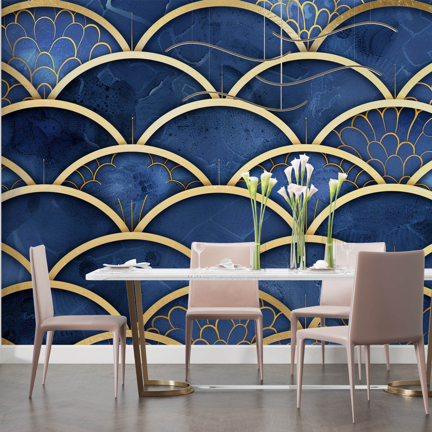 Art Deco Blue and Gold Wallpaper Replica | Murals Wallpaper