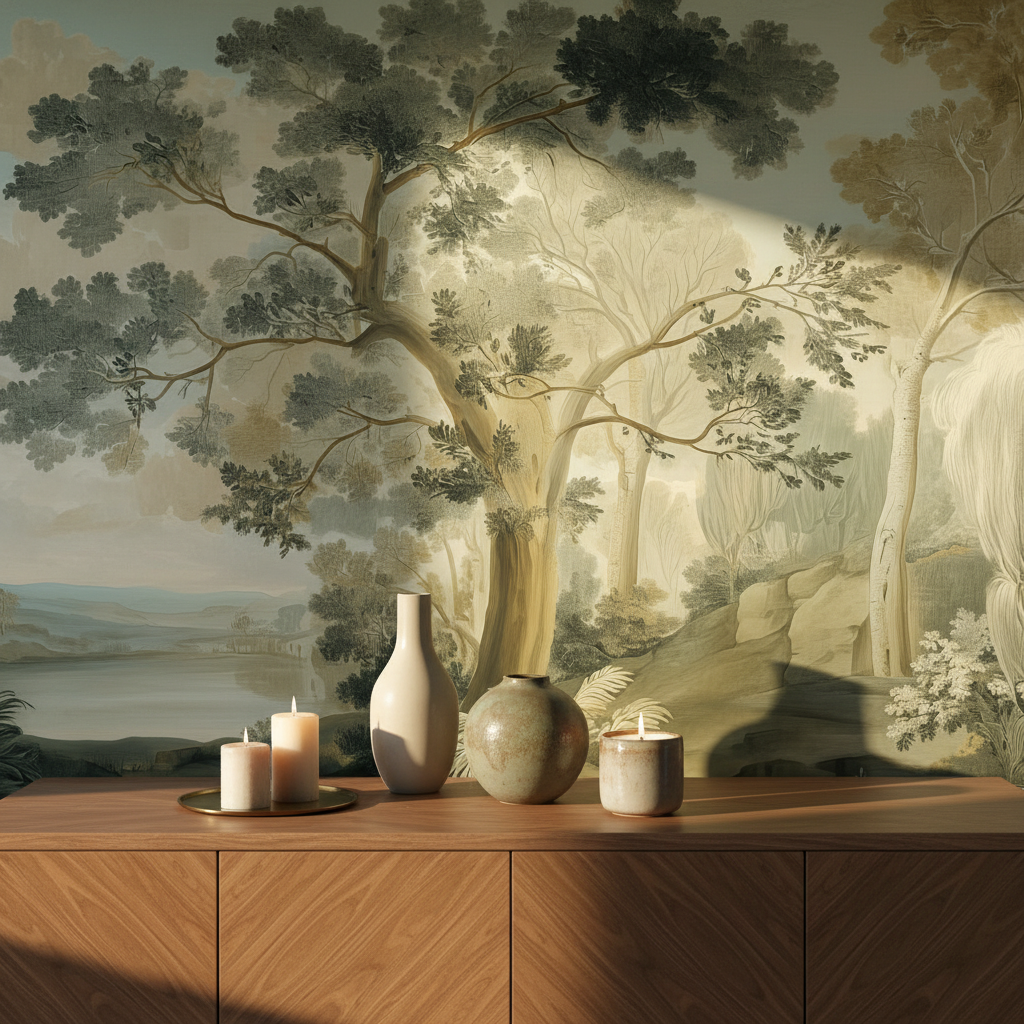 Vintage Landscape Panoramic Mural Wallpaper