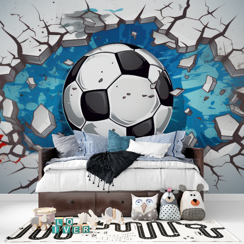 3D Soccer Trompe L'Oeil Wallpaper | Murals Wallpaper