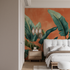 Terracotta Wallpaper with Banana Leaves | Murals Wallpaper