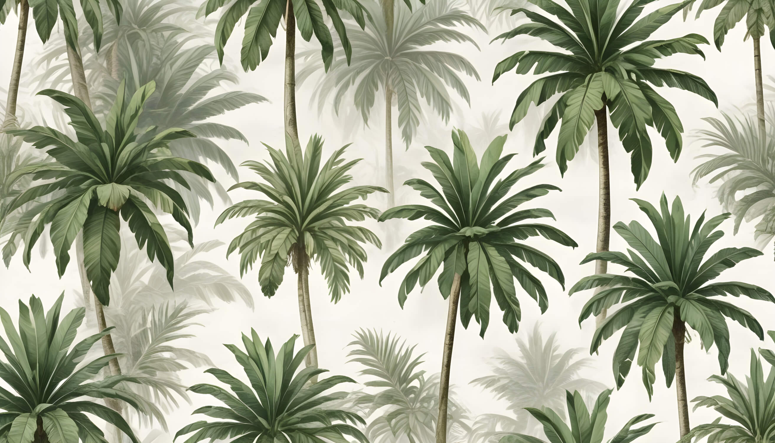 Green and White Jungle Mural Wallpaper | Murals Wallpaper