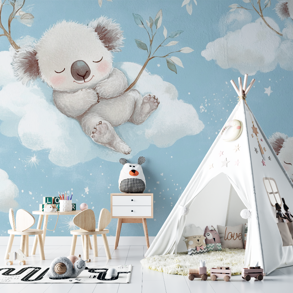 Sleepy Koala in a Cloud Wallpaper | Murals Wallpaper
