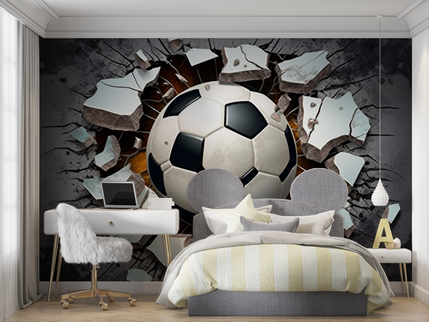 3D Black Soccer Wallpaper | Murals Wallpaper