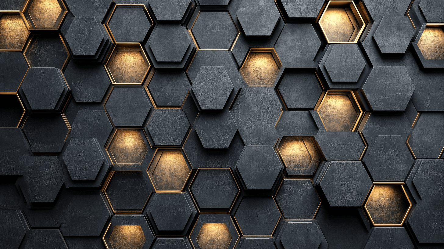Gamer Hexagonal Wallpaper Black and Gold | Murals Wallpaper
