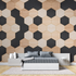 Black Hexagon Wood Wallpaper | Murals Wallpaper