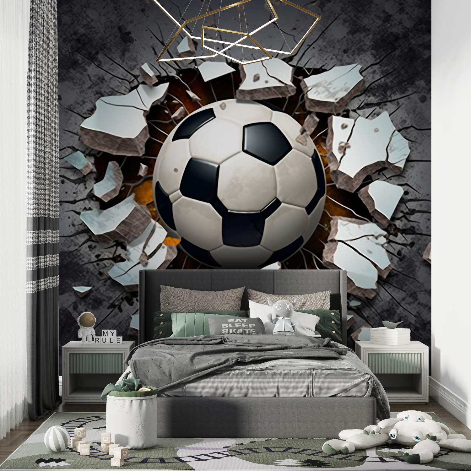 3D Black Soccer Wallpaper | Murals Wallpaper