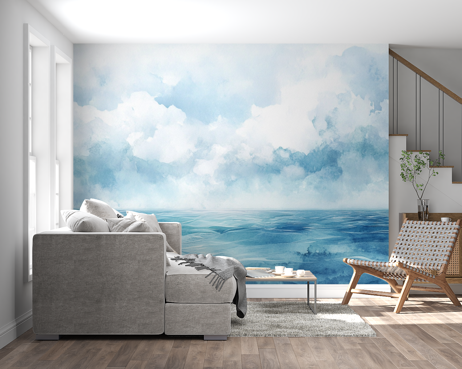 Watercolor Marine Landscape Wallpaper | Murals Wallpaper