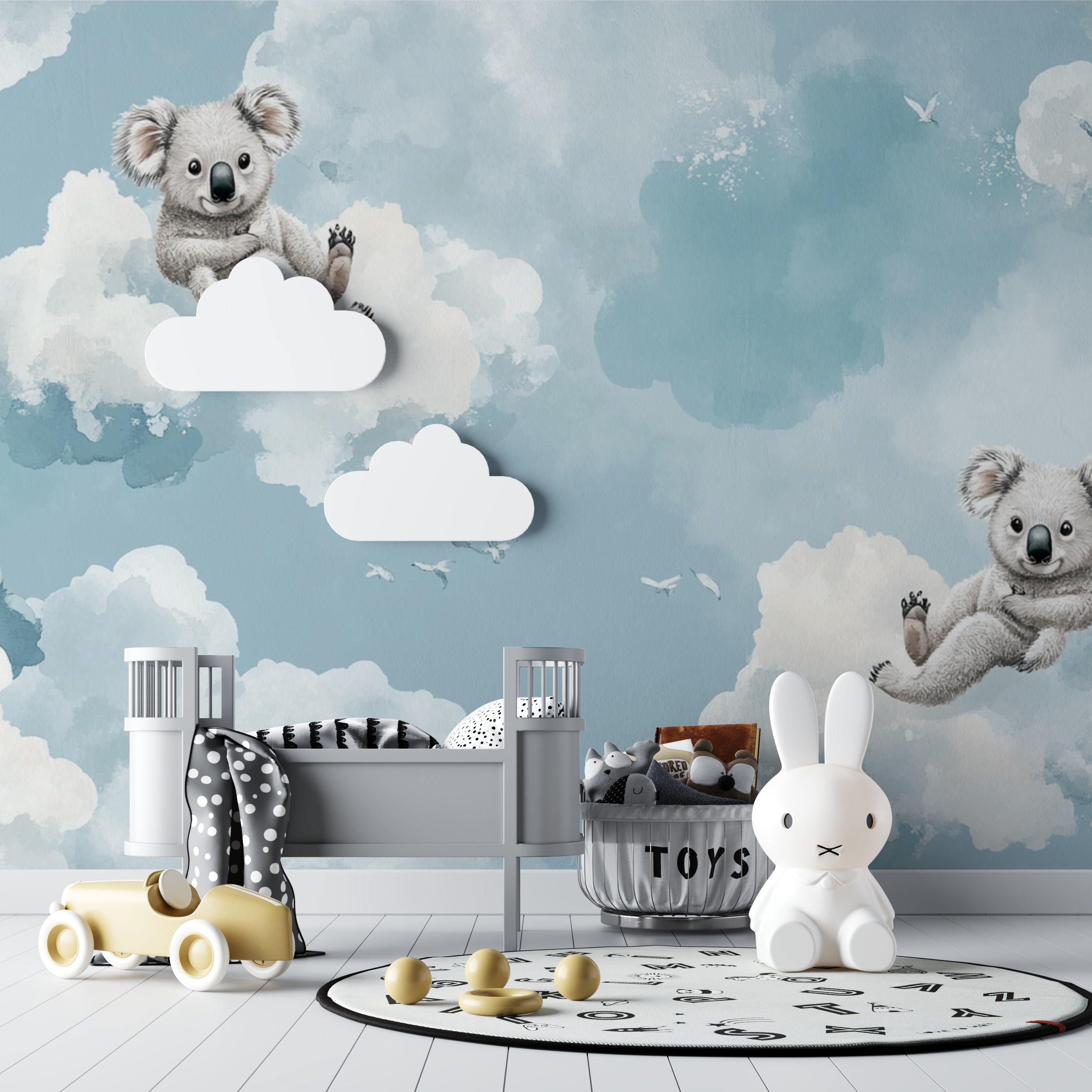 Ivory Koala and Cloud Wallpaper | Murals Wallpaper