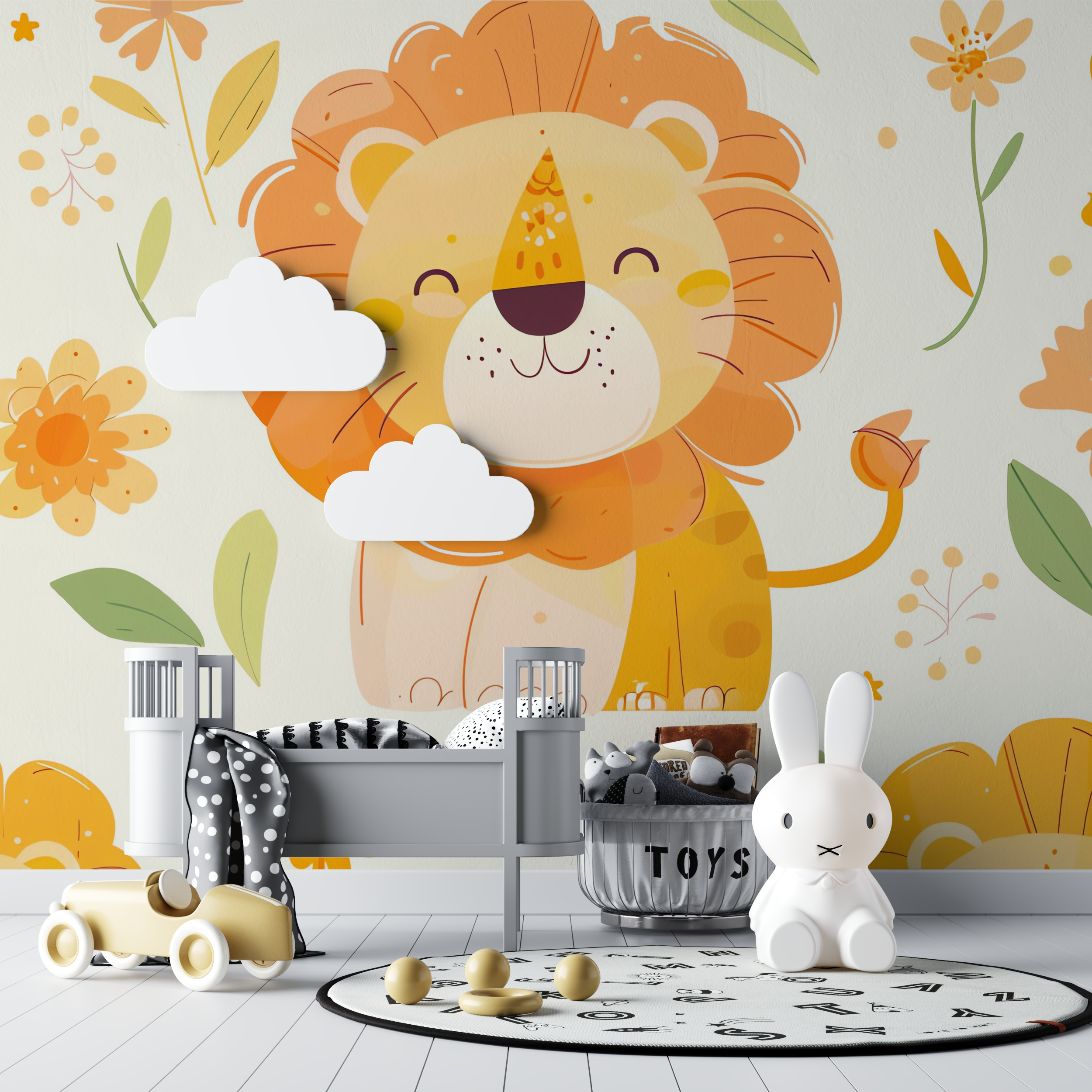 Lion and Tropical Vibe Wallpaper | Murals Wallpaper