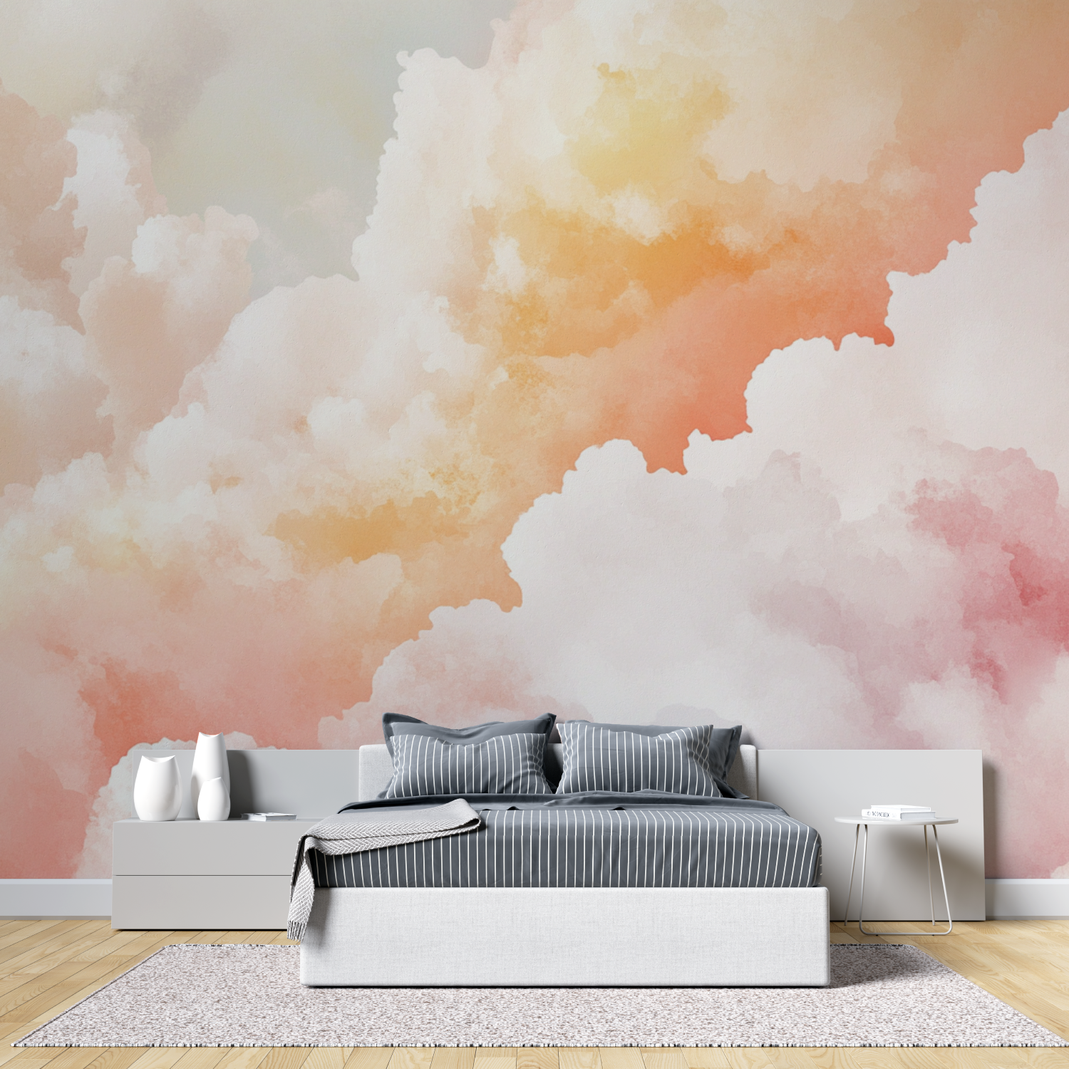 Watercolor Cloudy Sky Wallpaper at Dusk | Murals Wallpaper