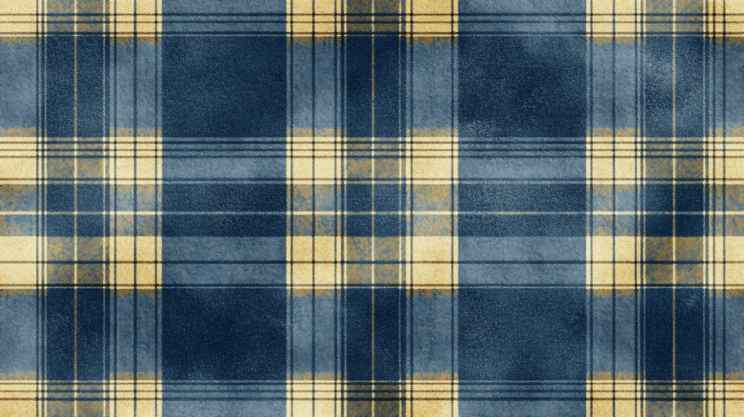 Vintage Blue Yellow Tartan Wallpaper | Murals Wallpaper