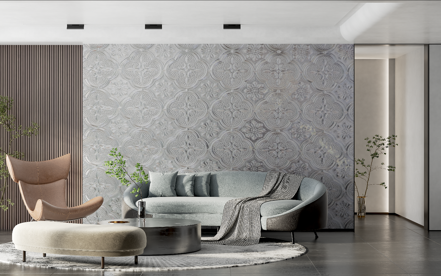 Silver Gray Baroque Wallpaper | Murals Wallpaper