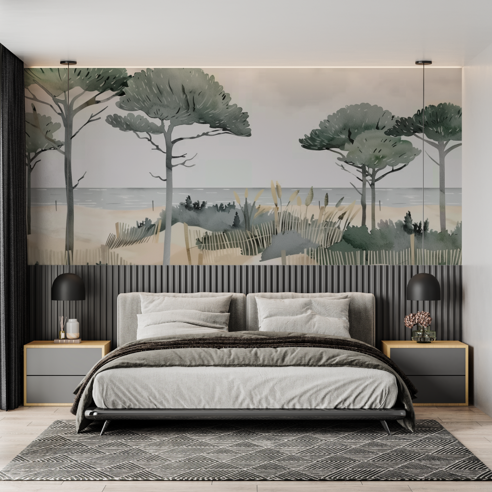 Tapetengemälde mit panoramischem Paysag...re-Zimmer für Erwachsene tendance