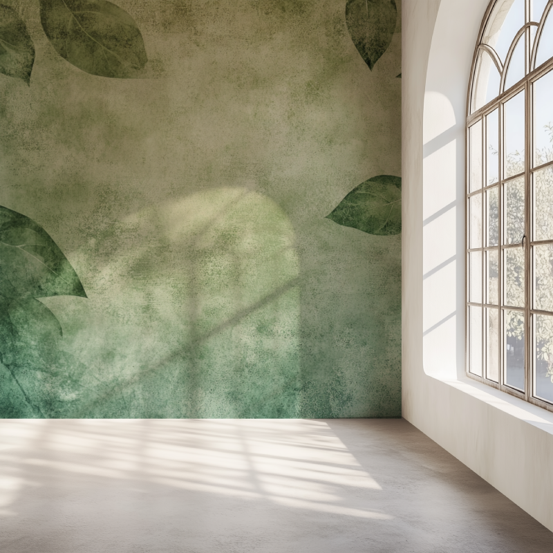 Vintage Green Leaf Wallpaper | Murals Wallpaper