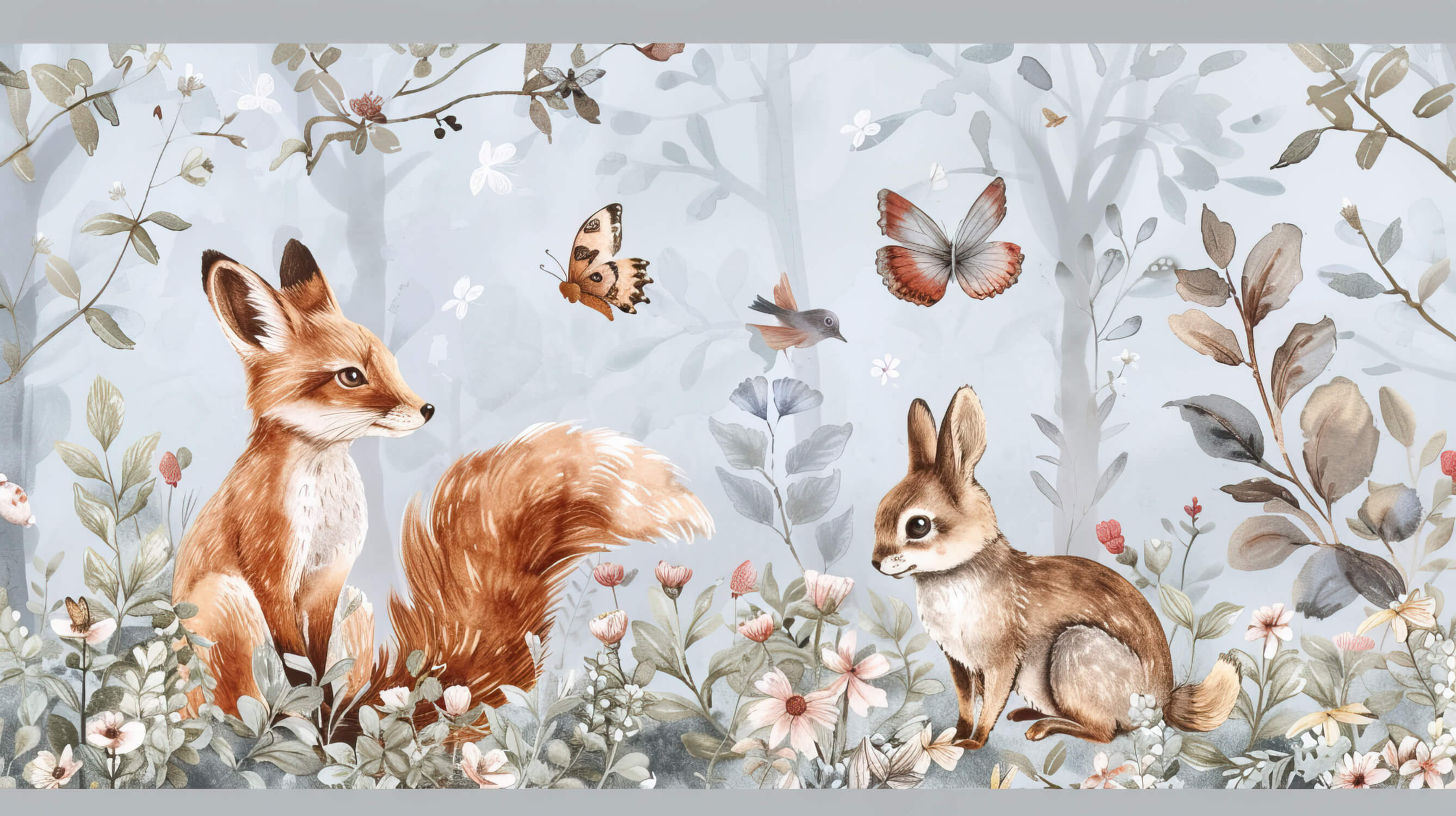 Fox Flower Mural Wallpaper | Murals Wallpaper