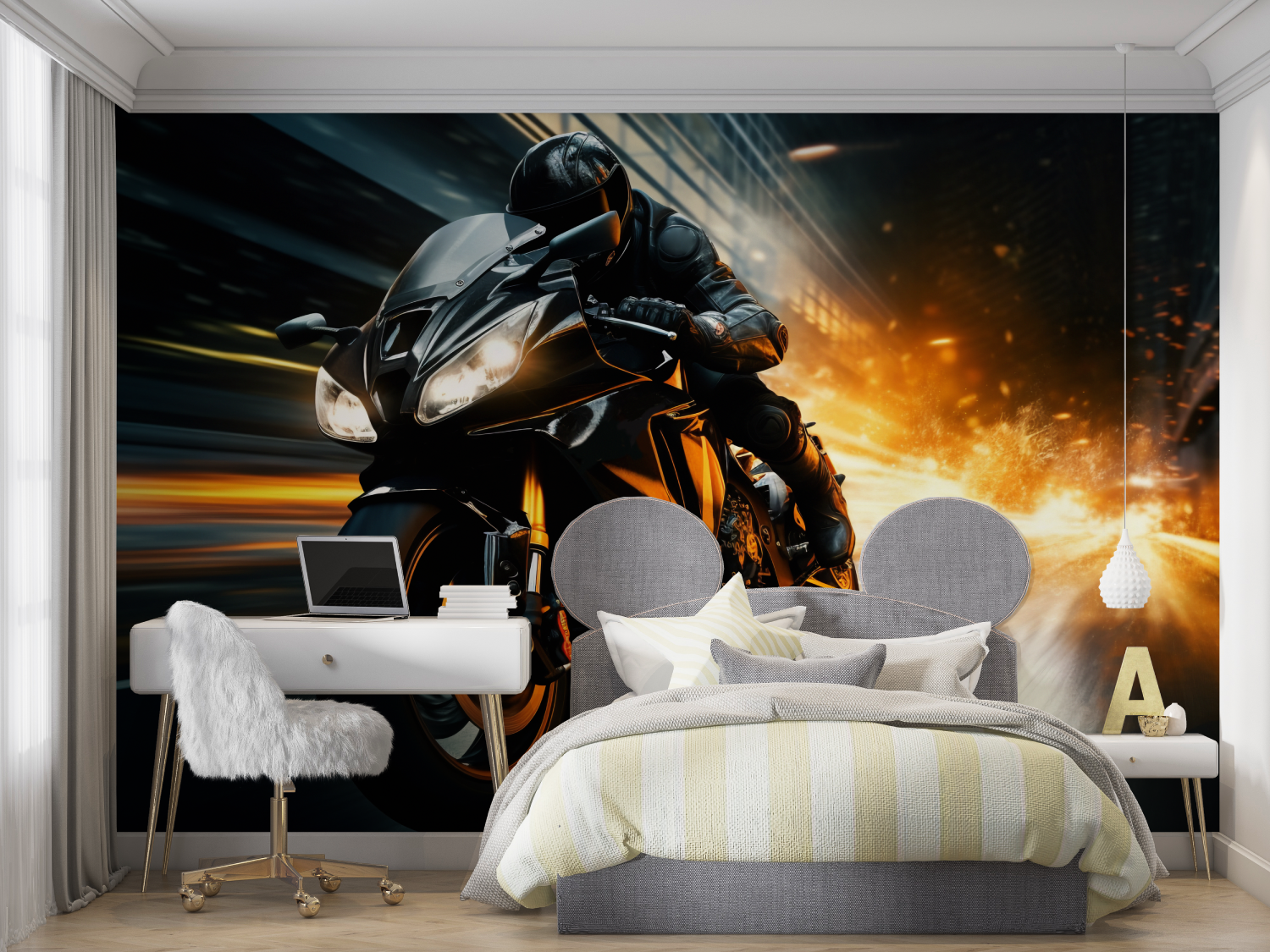 Racing Motorcycle Wallpaper Night | Murals Wallpaper