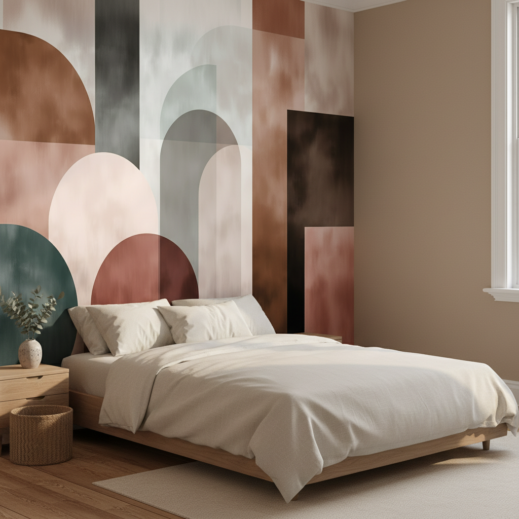 Japandi Minimalist Geometric Shapes Mural Wallpaper