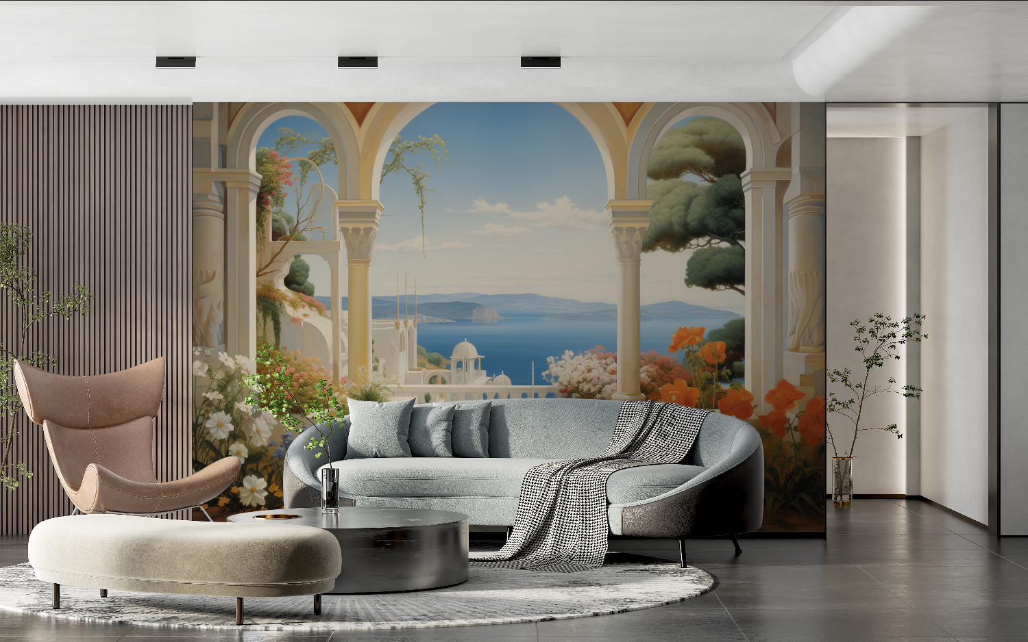 Watercolor Mediterranean Landscape Wallpaper | Murals Wallpaper