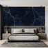 Navy Blue Golden Marble Mural Wallpaper