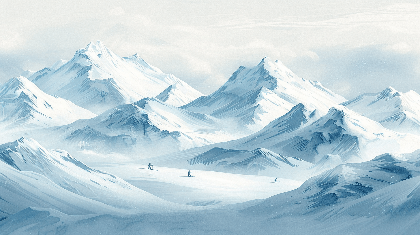 Mountain Skiers Blue Wallpaper | Murals Wallpaper