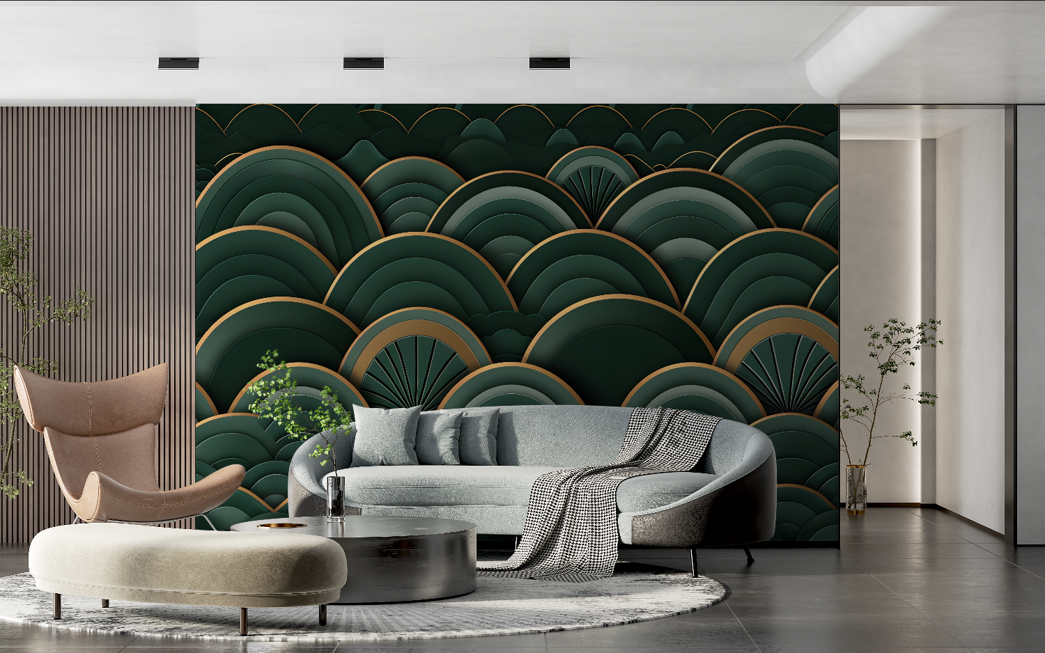 3D Green Japanese Wallpaper | Murals Wallpaper