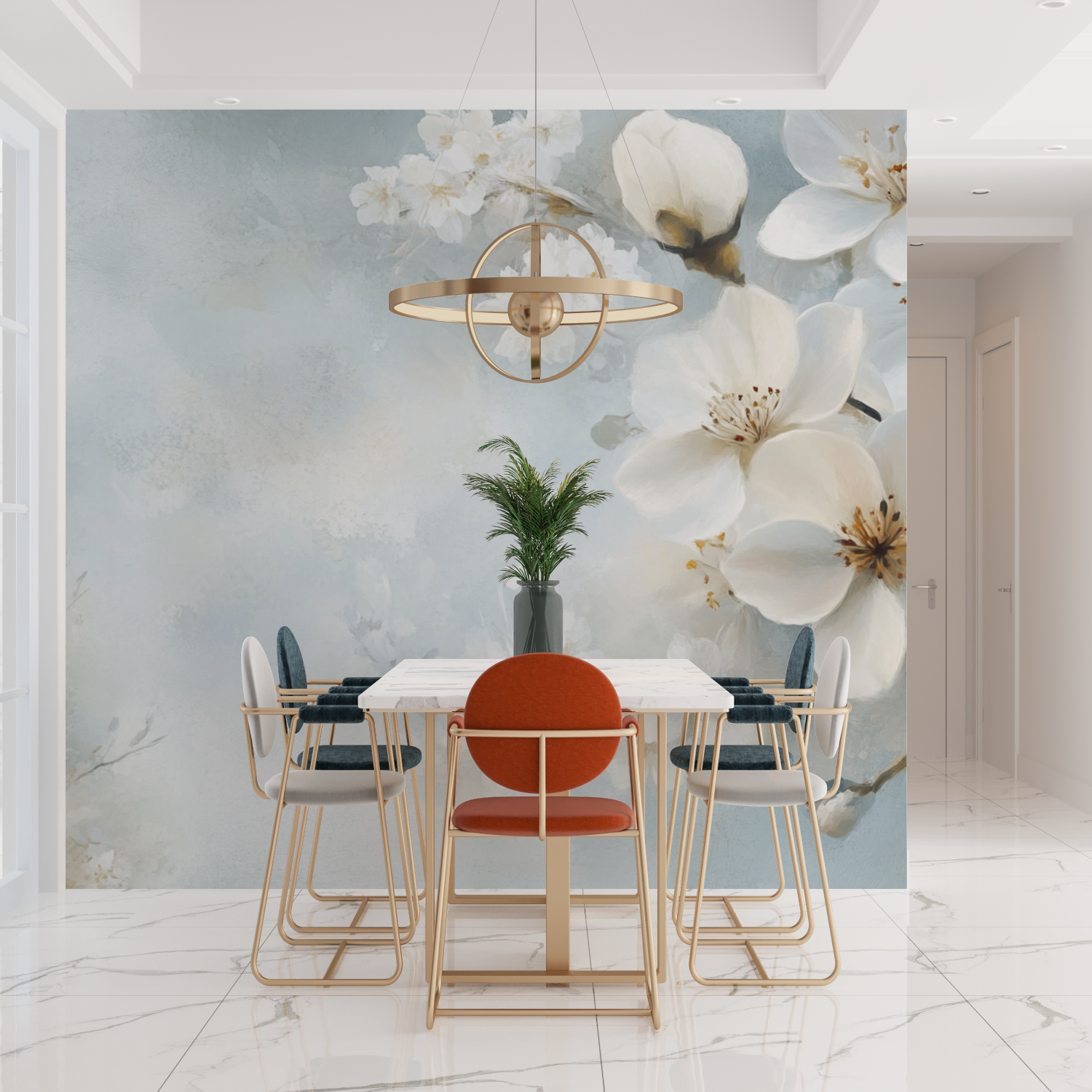 Delicate White Flower Watercolor Wallpaper | Murals Wallpaper