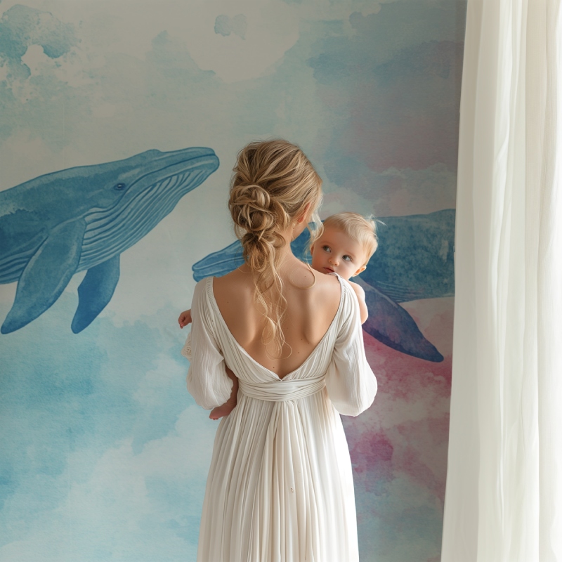 Pastel Whale Wallpaper | Murals Wallpaper