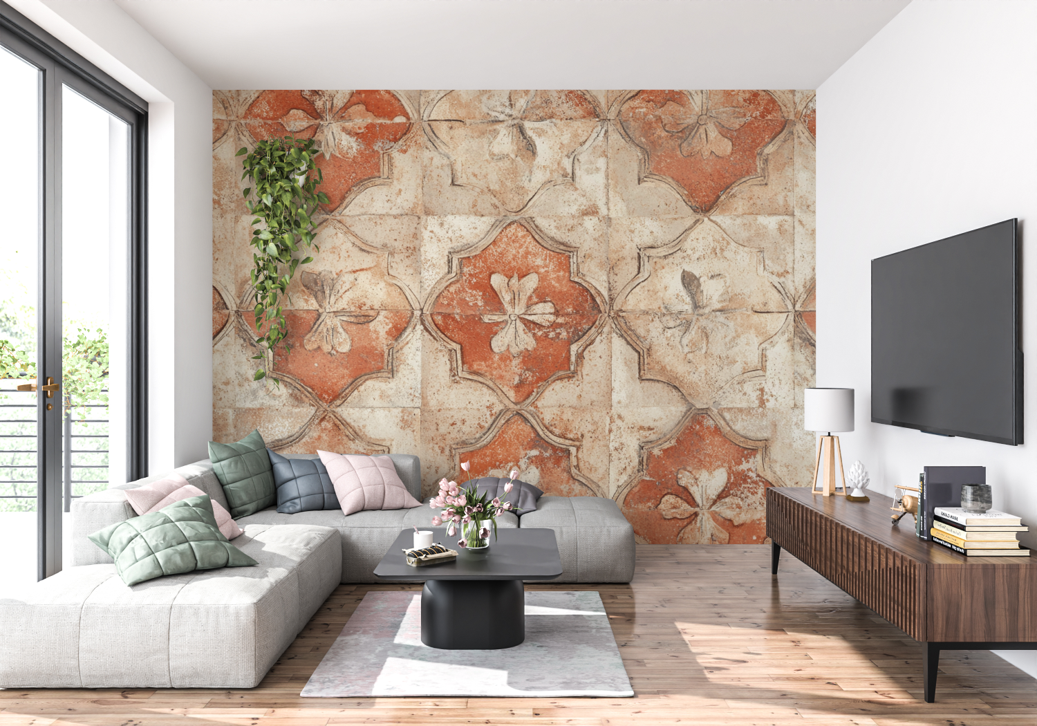 Terracotta Wallpaper and Vintage Tile | Murals Wallpaper