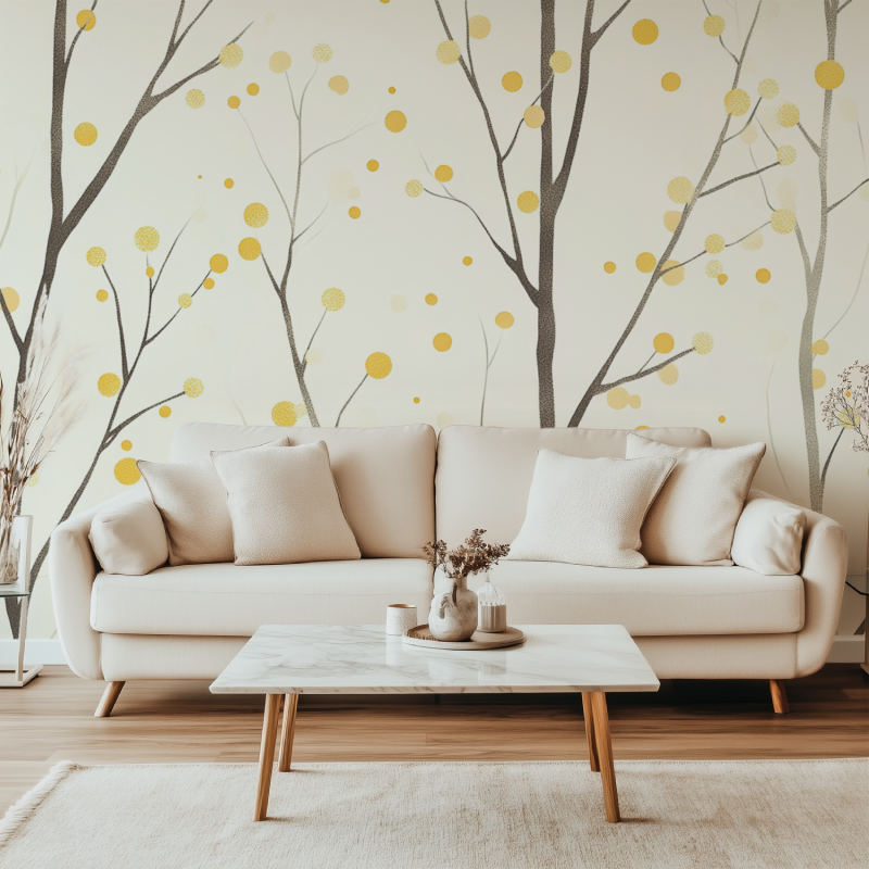 Yellow Polka Dot Tree Wallpaper | Murals Wallpaper
