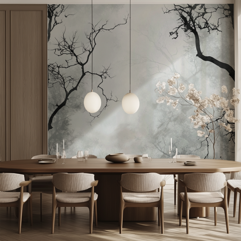 Black and Gray Tree Wallpaper | Murals Wallpaper