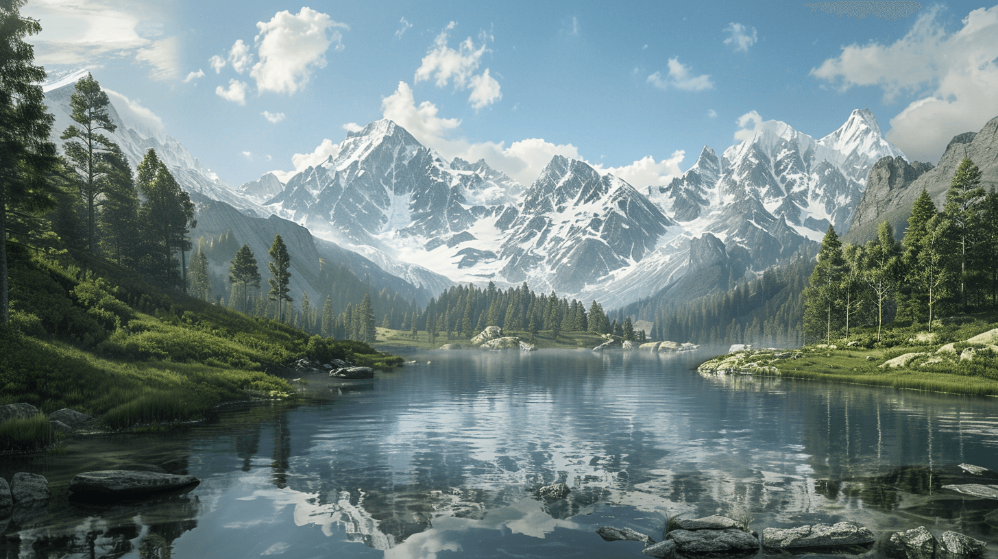 Mountain Lake Scenic Wallpaper in Haute Savoie | Murals Wallpaper