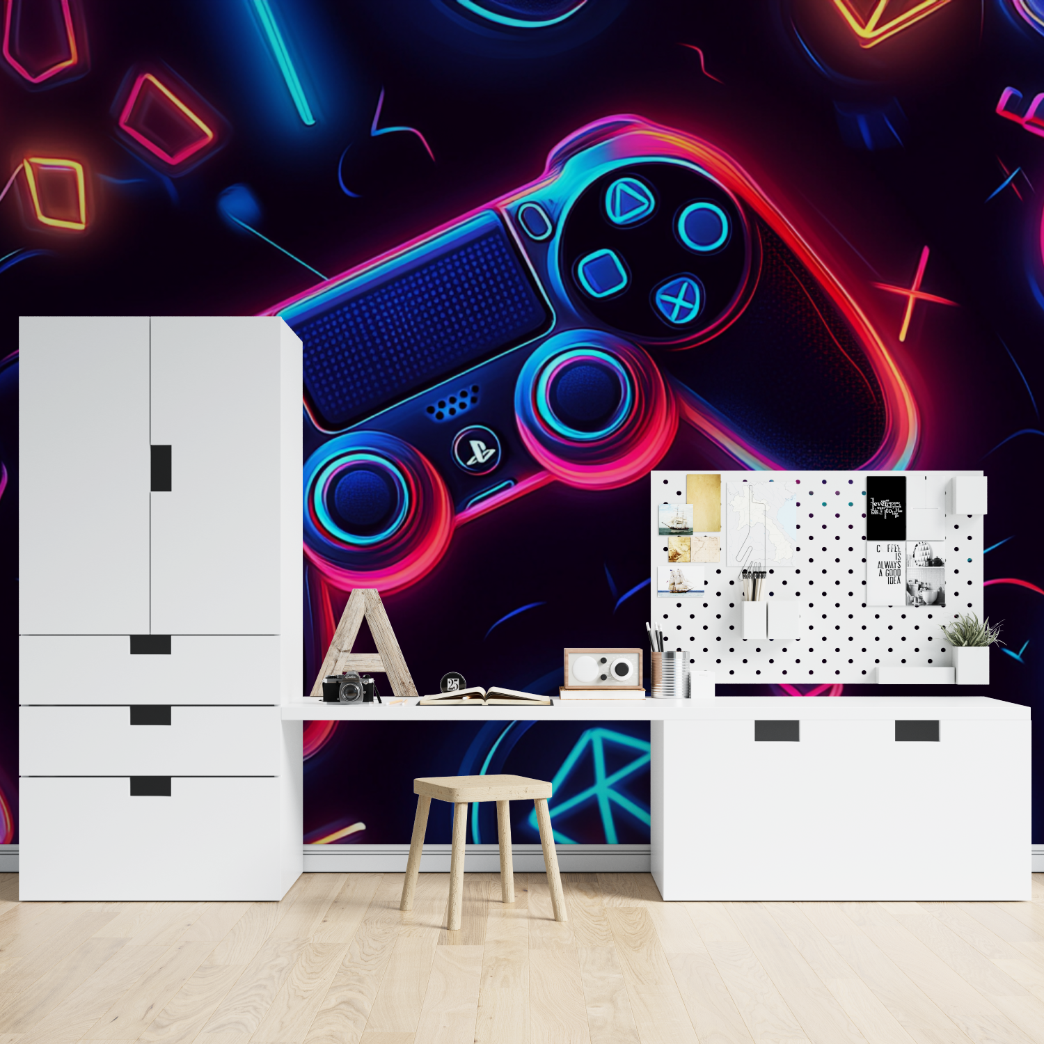 Neon Gaming Symbols Wallpaper | Murals Wallpaper