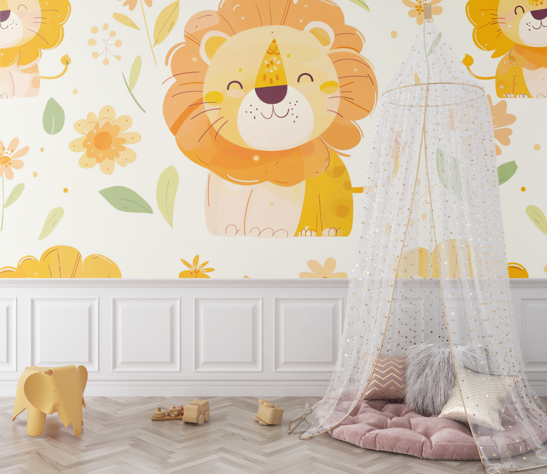Lion and Tropical Vibe Wallpaper | Murals Wallpaper