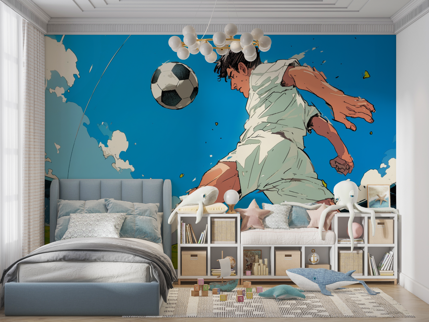 Ado papier peint foot panoramique garcon