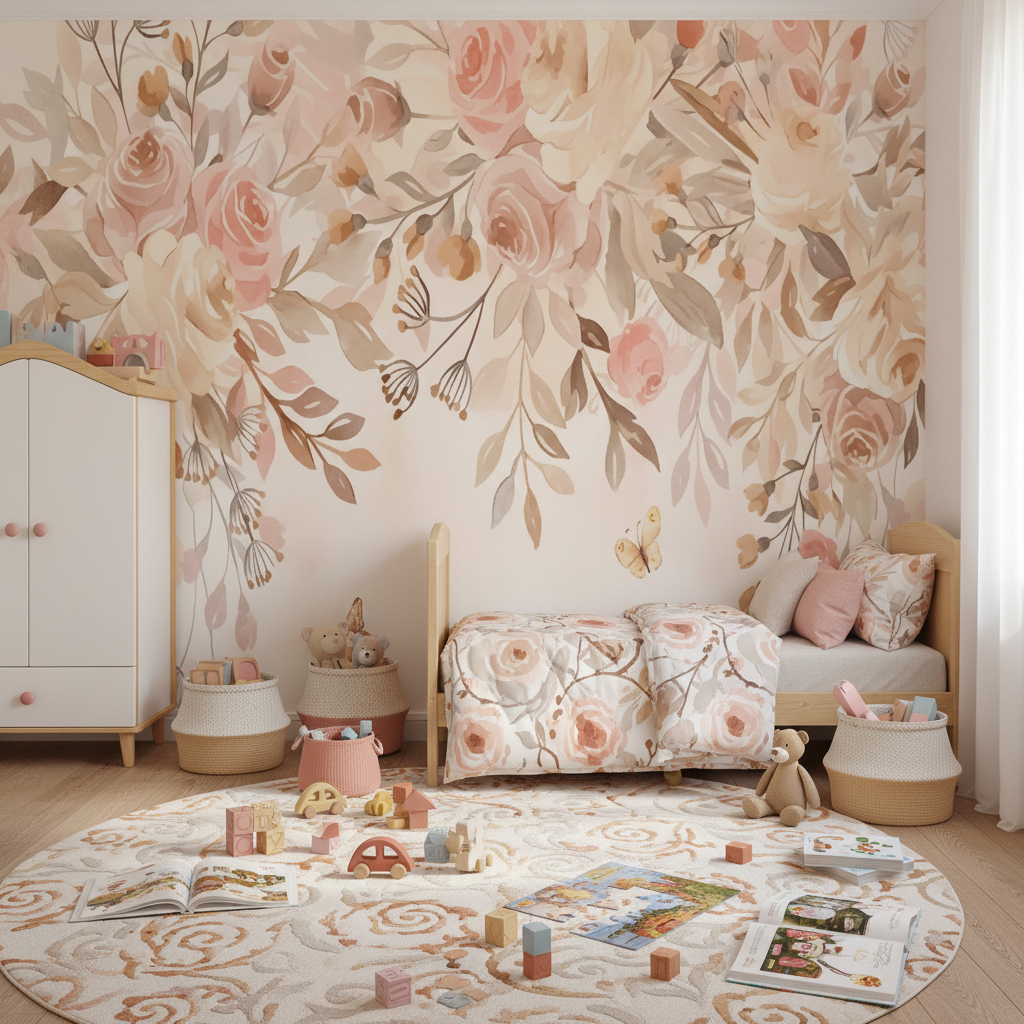 Mural Flower Butterfly and Flower Wallpaper