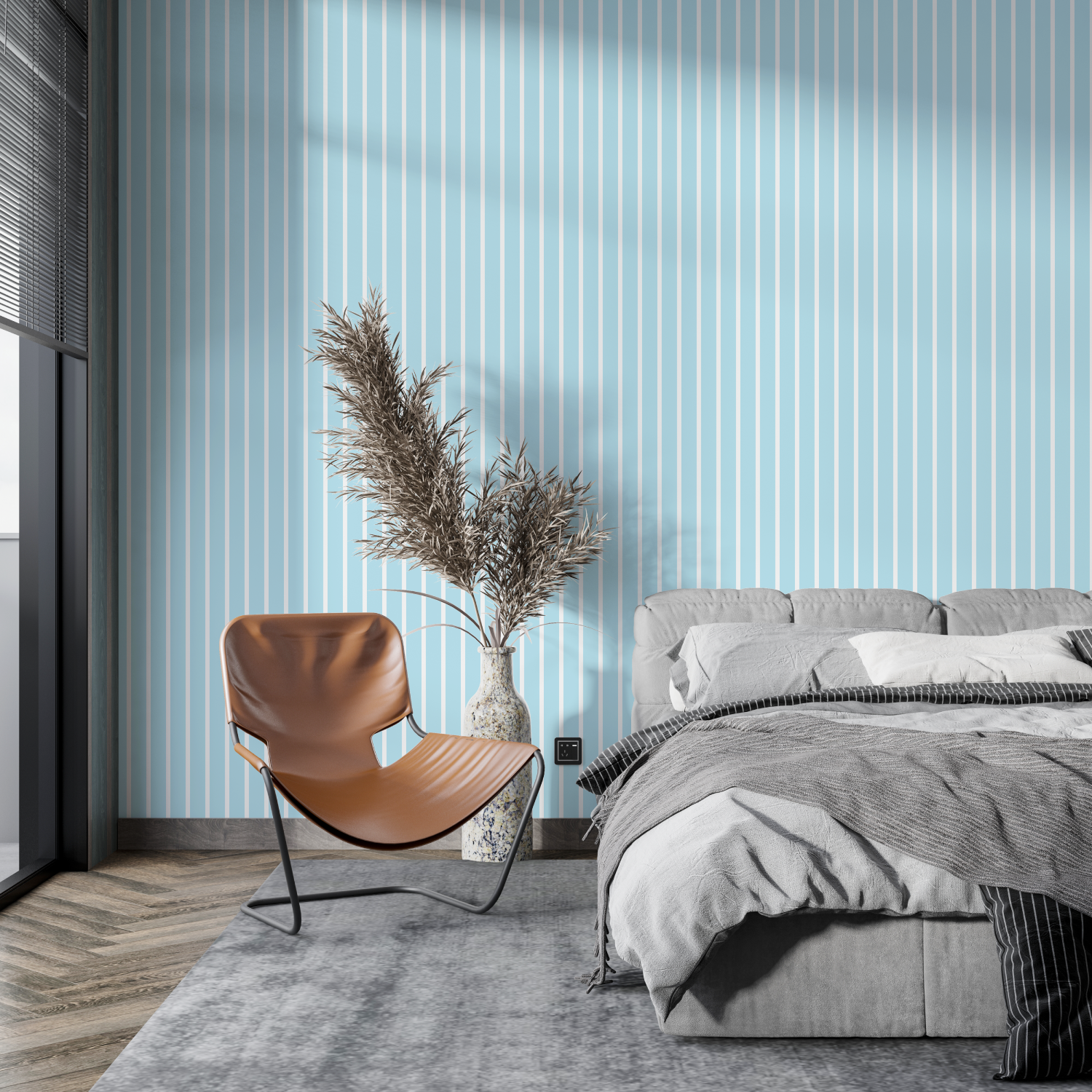 Blue and White Striped Wallpaper | Murals Wallpaper