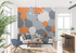 Gray and Orange Circular Wallpaper | Murals Wallpaper