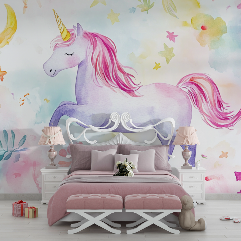 Fairy White Unicorn Wallpaper | Murals Wallpaper