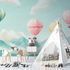 Hot Air Balloon and Mountain Landscape Wallpaper | Murals Wallpaper