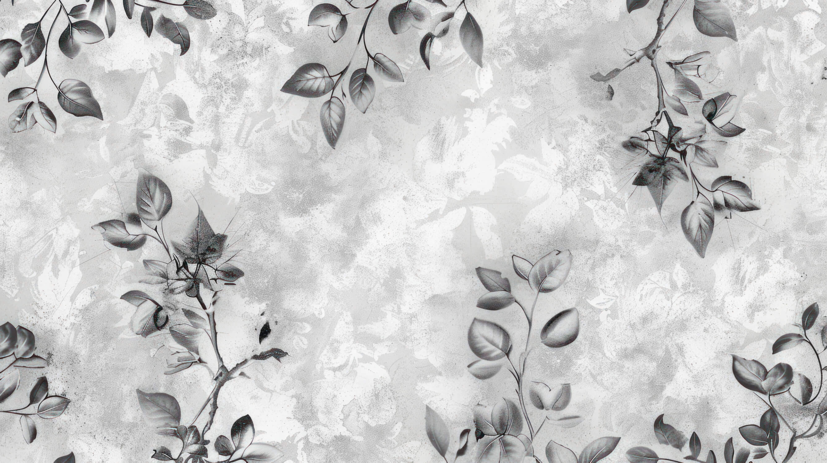 Gray and White Floral Wallpaper | Murals Wallpaper