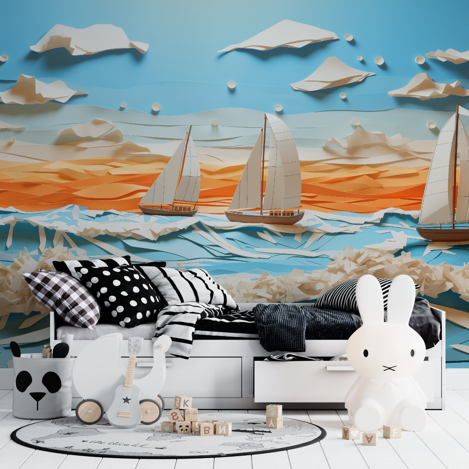 3D Boat Wallpaper for Kids | Murals Wallpaper