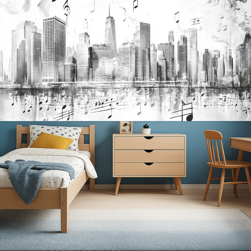 Papier peint partitions et building garcon456