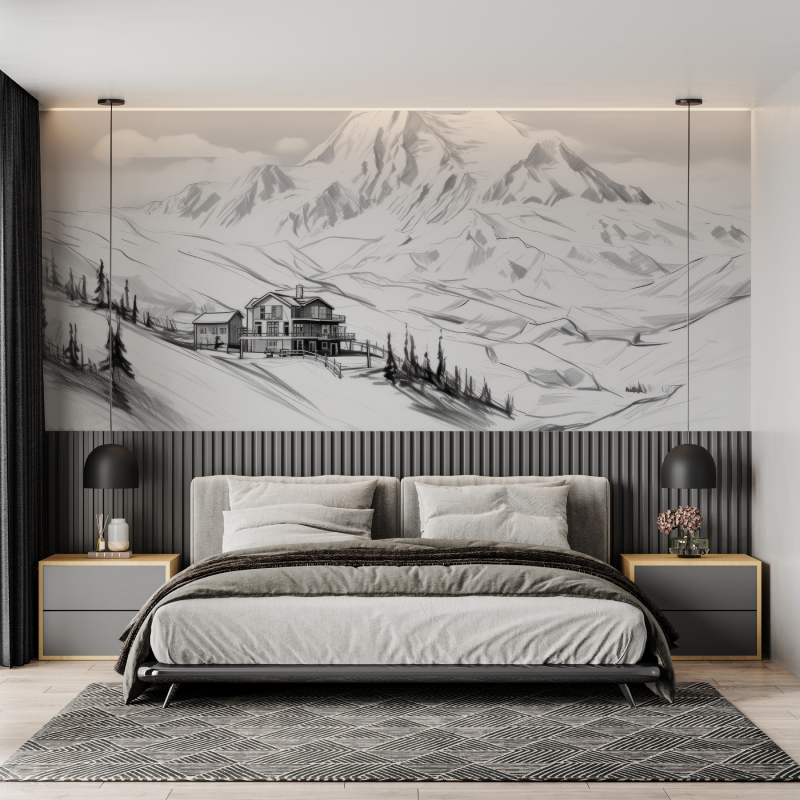 Black and White Chalet Design Wallpaper | Murals Wallpaper