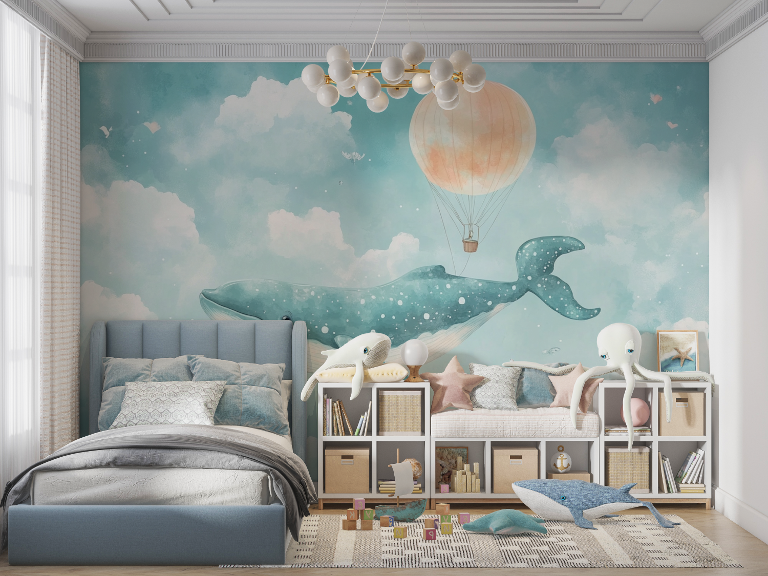 Sky Whale Marine Exploration Wallpaper | Murals Wallpaper