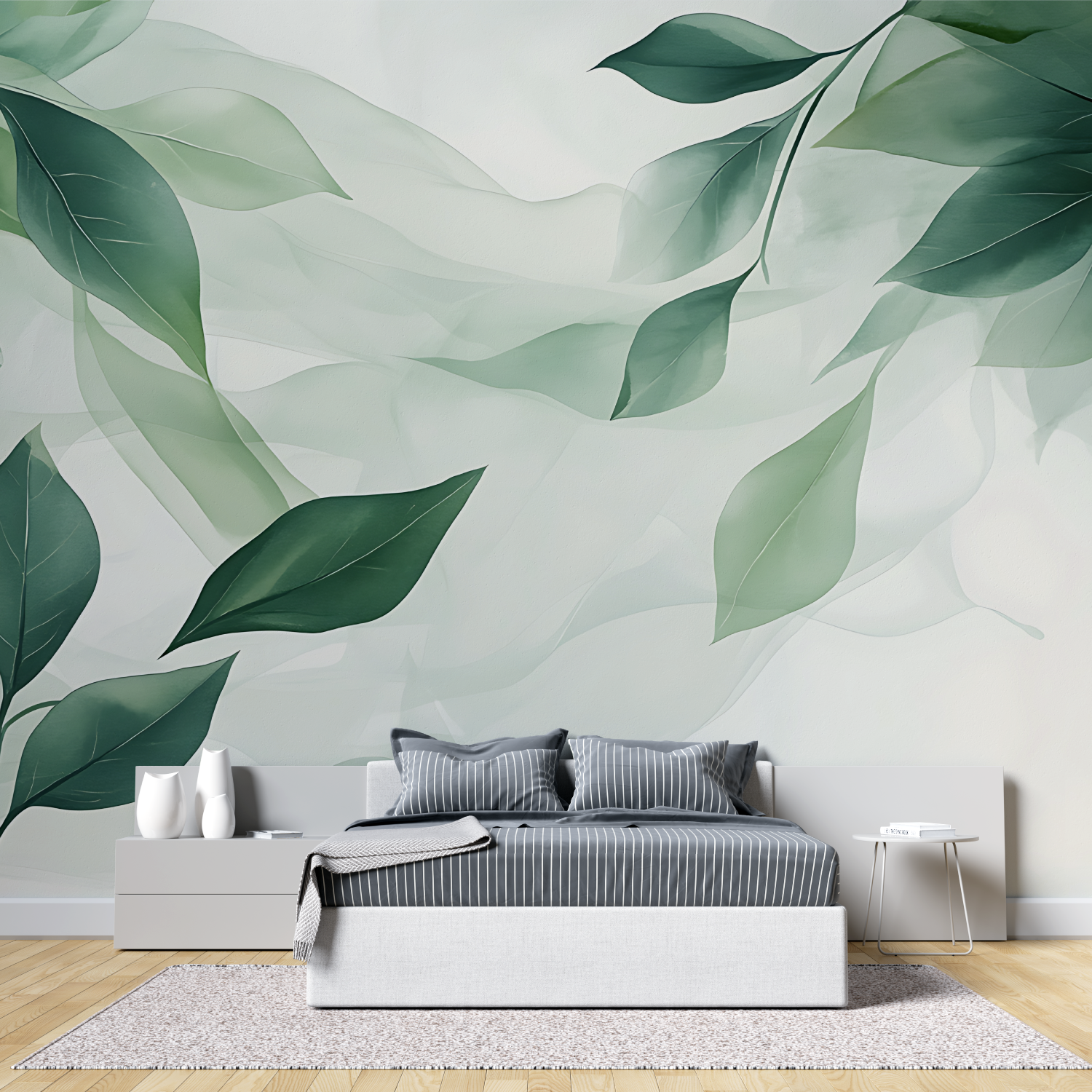Watercolor Green Leaves Wallpaper | Murals Wallpaper