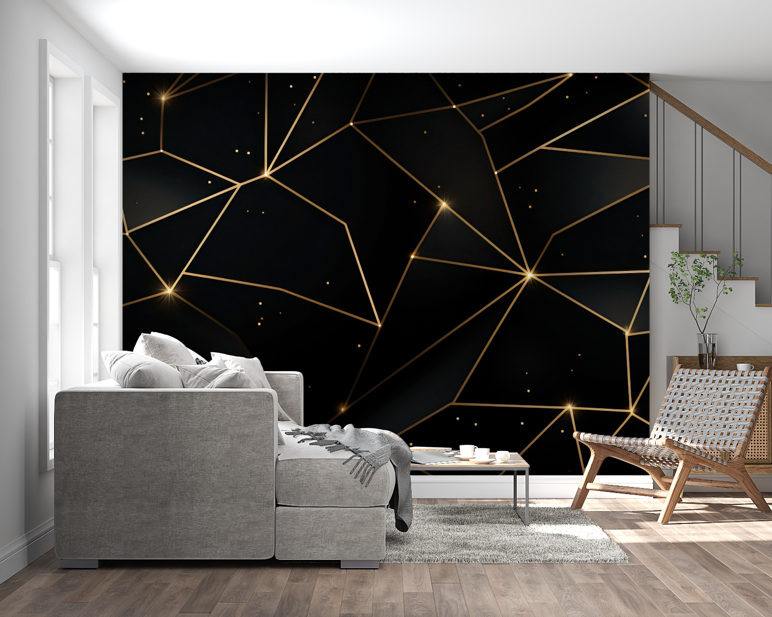 Black and Gold Geometric Wallpaper | Murals Wallpaper